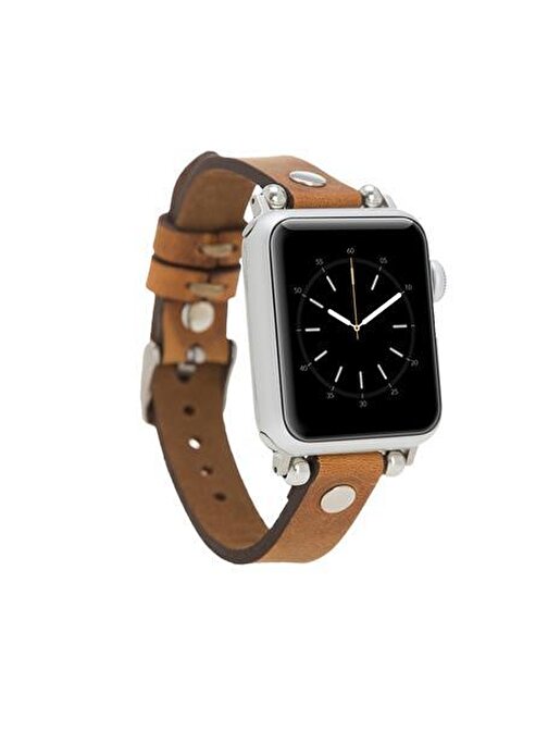 Apple Watch Uyumlu Deri Kordon 38 - 40 - 41mm Ferro ST G19 Taba