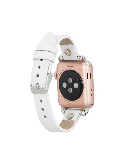 Bouletta Apple Watch 38 - 40 - 41 mm Deri F3 Akıllı Saat Kordonu Beyaz