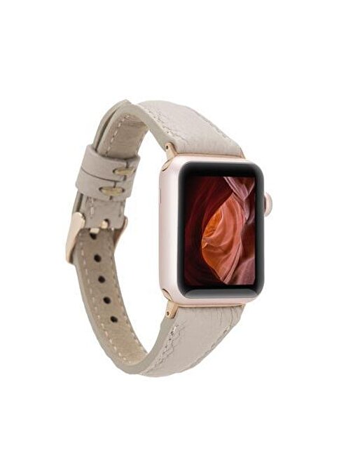 Bouletta Apple Watch 38 - 40 - 41 mm Deri Slim ERC3 Akıllı Saat Kordonu Bej