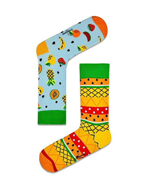 Sağ Sol Ananas Desenli Renkli Çorap