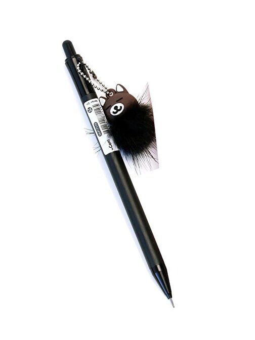 Cem Versatil Kalem 0.7 Ayıcıklı Tüylü Uçlu Kalem 0.7 Uçlu Kalem Tüylü Süslü Ayıcık Versatil Kız Çocuk Hediye Kalem Siyah