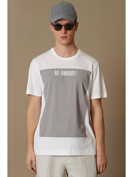Rıchard Modern Grafik T- Shirt Beyaz
