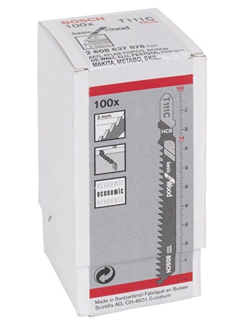 Bosch T 111 C Basic For Wood Dekupaj Bıçağı 100'lü