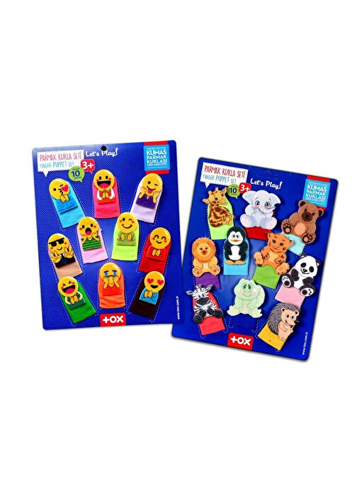 Tox T106 T782 Emojiler Ve Vahşi Hayvanlar Keçe Parmak Kukla 20 Parça 2 Set 4x8 cm