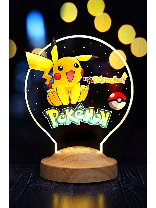 Sevgi Lambası Pokemon, Pikachu Temalı Gece Lambası, Masa Lambası, Pokemon Çizgi Film Karakteri, Çocuk Odası Lamba
