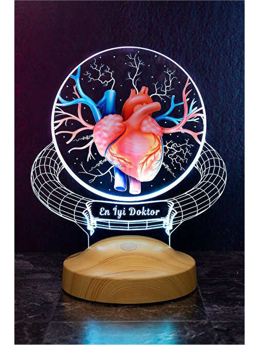 Sevgi Lambası Doktor Hediyesi Kalp ve Damar Tasarımlı Led Lamba, Tıp Bayramı Hediyesi Renkli Masa Lambası