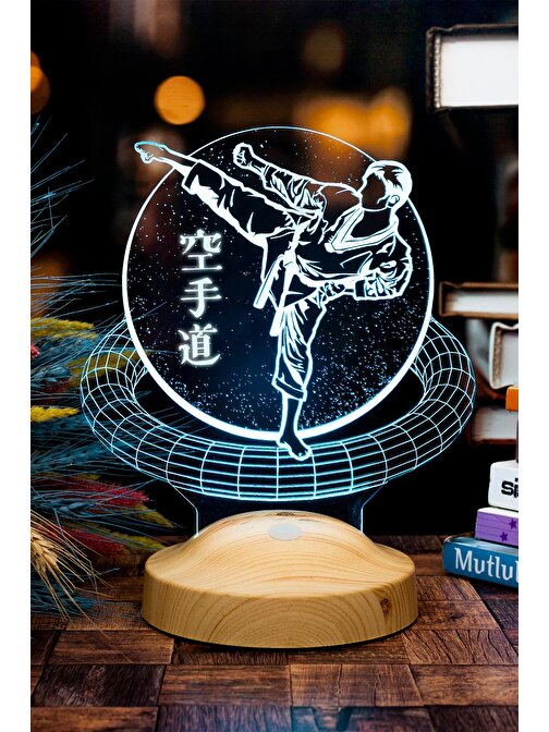 Sevgi Lambası Erkek Karateci Hediyesi, Karate Tekvando Judo Sporcuya Hediye 3D Led Lamba