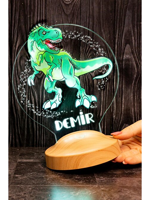 Sevgi Lambası Çocuk Hediyesi Dinozor 3D Led Lamba T-rex Tasarımlı Çocuk Odası Gece Lambası
