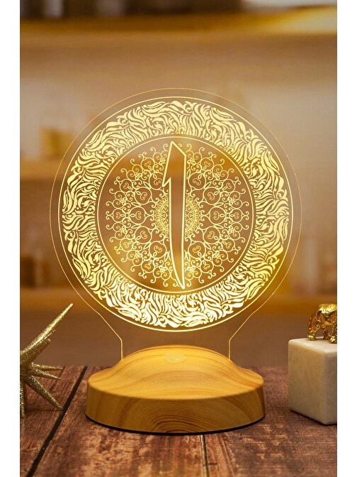 Sevgi Lambası Elif Harfi Desenli, Dini sembollü Hediye, Dini Hediye, Motifli Arapça Elif Harfi Yazılı Led Lamba