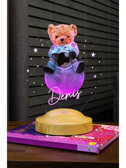 Sevgi Lambası Ayı Teddy Doğum Günü Hediyesi Renkli Baskılı  Led Lamba Gece Lambası