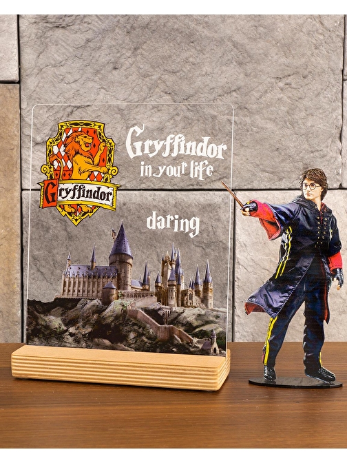 Sevgi Lambası Harry Potter Hediyesi Hogwarts Gryffindor Binası Şeffaf Tablo