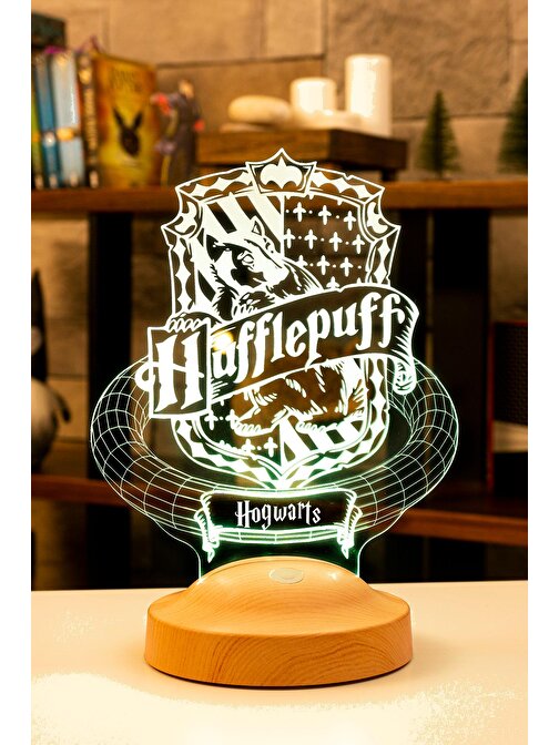 Sevgi Lambası Harry Potter Hediyesi Hogwarts Hufflepuff Binası 3 Boyutlu Led Lamba