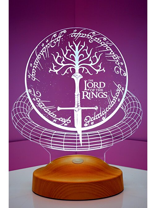 Sevgi Lambası Yüzüklerin Efendisi Hediyesi, The Lord of the Rings Hediyesi, Kılıç Sembollü 3D Hediye Led Lamba