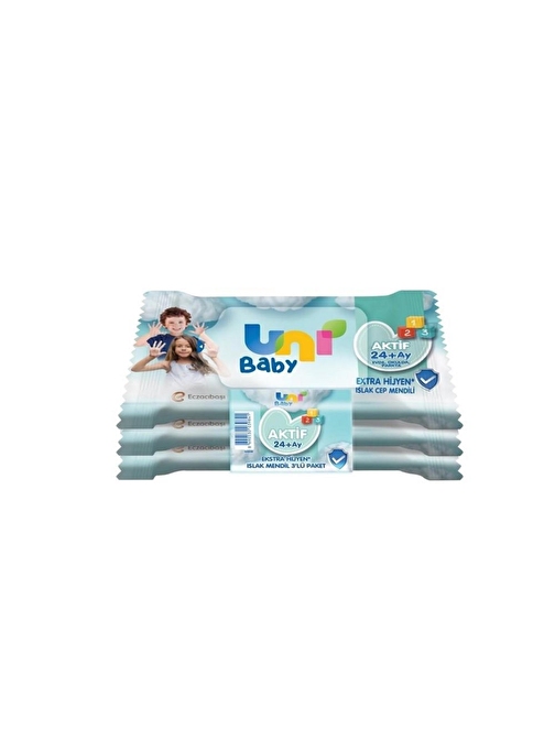 Uni Baby Aktif Ekstra Hijyen Cep Islak Mendil 3'lü Paket