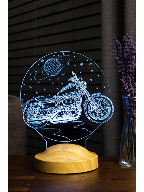 Sevgi Lambası Motosiklet Chopper, Motor Cruiser, Klasik Motosiklet Figürlü Hediye 3D Led Lamba
