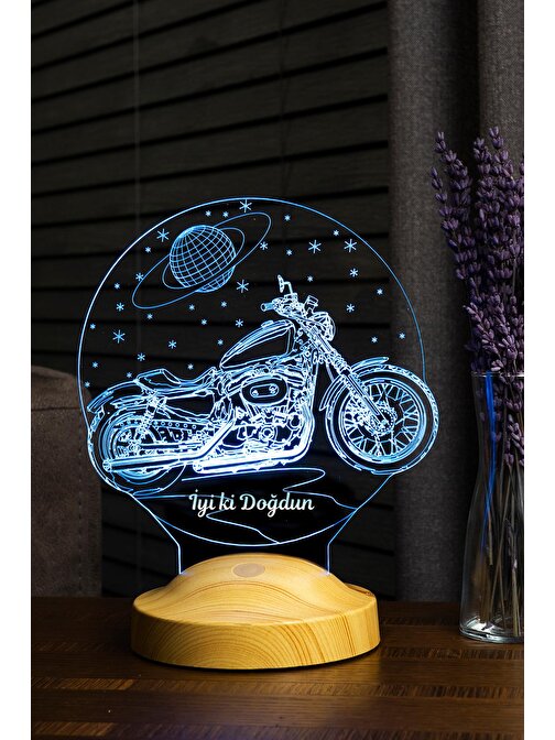 Sevgi Lambası Motosiklet Chopper, Motor Hayranına Doğum Günü Hediyesi, Cruiser, Motosiklet Figürlü 3D Led Lamba