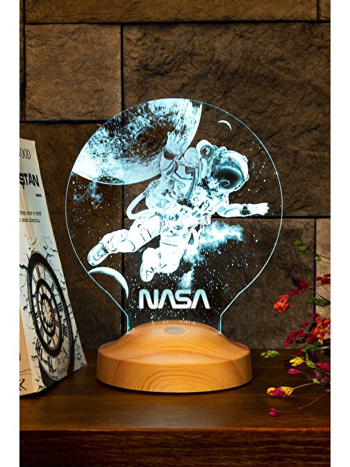 Sevgi Lambası Nasa Logolu Astronot Hediyesi, Kozmonot, Uzay Hediyesi Led Lamba