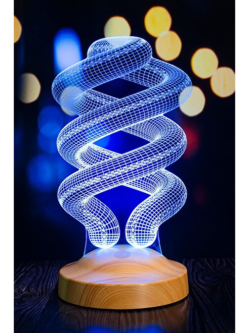 Sevgi Lambası Spiral Şeklinde Gece Lambası, Helezon 3D Led Lamba