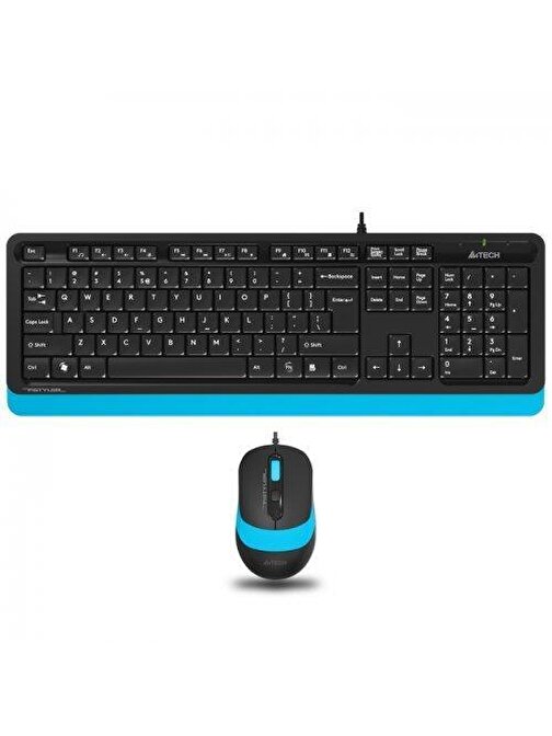 A4 Tech F1010 Türkçe Q Mavi Kablolu Klavye Mouse Seti
