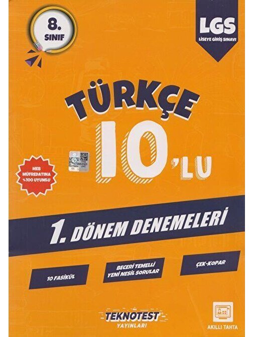 Akm Kitap 8. Sınıf LGS 1. Dönem Türkçe 10 lu Denemeleri Teknotest Yayınları