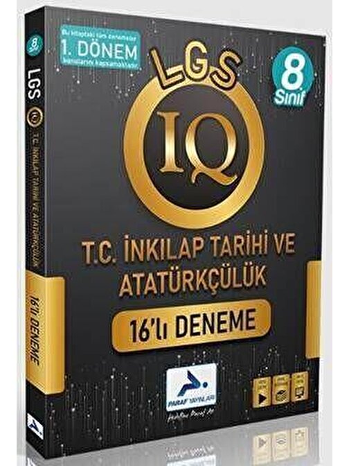 8. Sınıf IQ İnkılap Tarihi 16 lı Deneme 1. Dönem Konuları PRF Yayınları