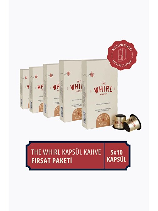 The Whirl Lungo Medium Kapsül Kahve 5'li Fırsat Paketi 50 Kapsül