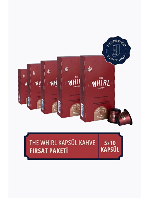 The Whirl Espresso Medium Kapsül Kahve 5'li Fırsat Paketi 50 Kapsül