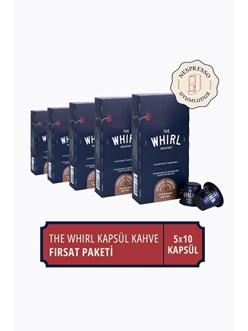 The Whirl Espresso Dark Kapsül Kahve 5'li Fırsat Paketi 50 Kapsül