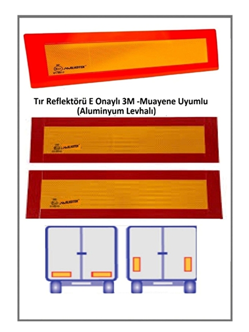 Cmsolar Tır- Römork Alüminyum Levha Reflektör E-37 Onaylı Alkotek 2Li Tkm 1 Adet