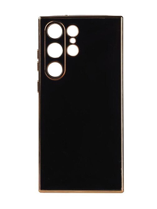 Musal Galaxy S23 Ultra Kılıf Kamera Korumalı Altın Kenar Tasarım Silikon