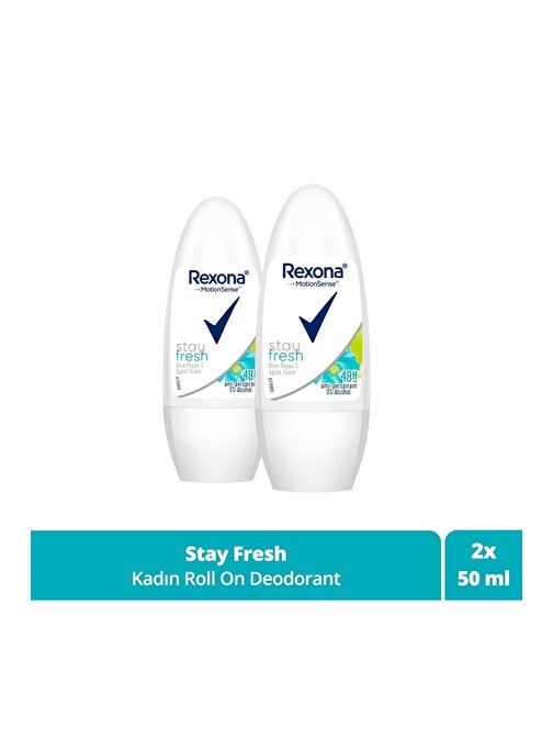 Rexona Kadın Roll On Deodorant Stay Fresh Mavi Gelincik Ve Elma 50 Ml X2 Adet