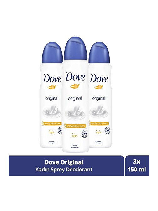 Dove Original 1/4 Nemlendirici Krem Etkili Kadın Sprey Deodorant 150 Ml X3 Adet