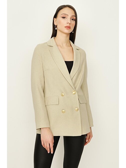 Kadın Gold Düğmeli Blazer Ceket