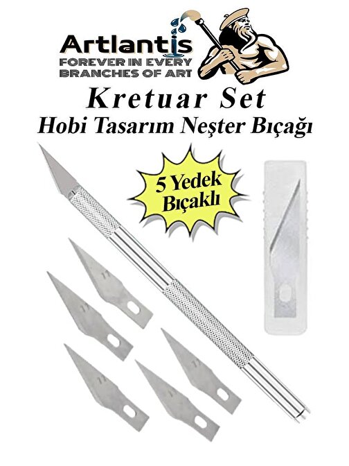 Südor Kretuar Bıçağı 5 Yedek Bıçaklı 1 Paket Hobi Maket Tasarım Neşteri Çelik Alaşımlı Paslanmaz Hassas Kesim Bıçağı 25 Dereceli