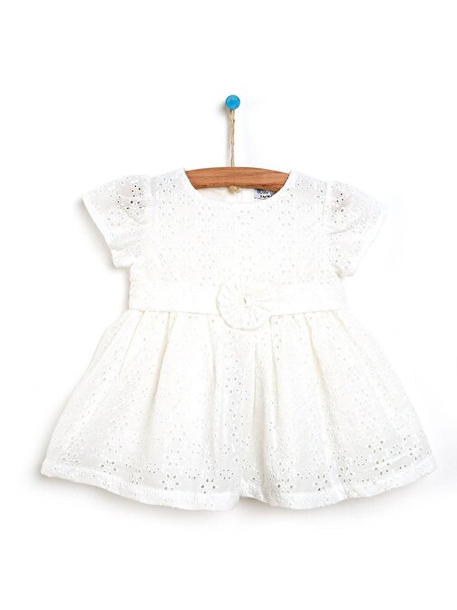 Hellobaby Basic Kız Bebek İşlemeli &Dantelli Abiye Elbise Kız Bebek 2 Yaş Beyaz