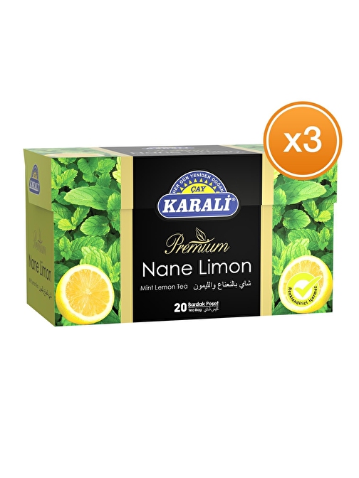 Karali Bardak Poşet Bitki Çayı Nane Limon 20'li x 3 Paket