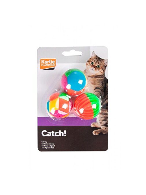 Karlie 4 Cm Plastik Top Kedi Oyuncağı 3'Lü Çok Renkli