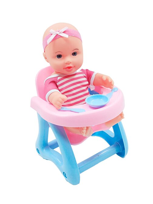Global Toys Çizgili Kıyafetli Mama Sandalyeli Konuşan Oyuncak Bebek
