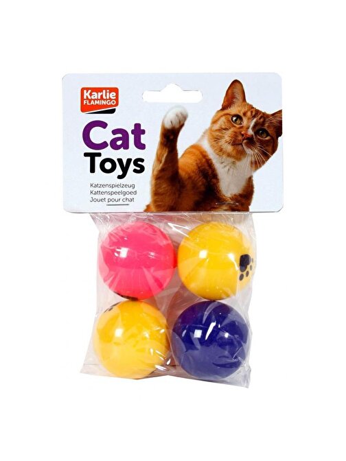 Karlie 4 Cm Pinpon Topu Kedi Oyuncağı 4'Lü Çok Renkli Çok Renkli