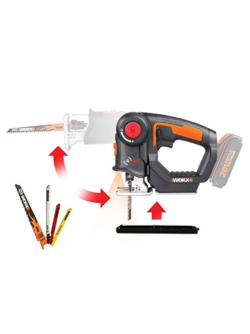 Worx Wx550.9 20Volt Profesyonel Dekupaj Ve Tilki Kuyruğu Testere Aküsüz