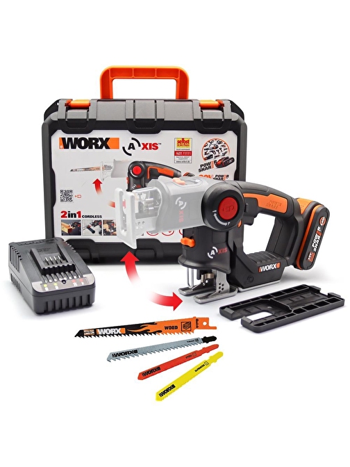 Worx Wx550 20Volt 2.0Ah. Li-İon Profesyonel Dekupaj Ve Tilki Kuyruğu Testere