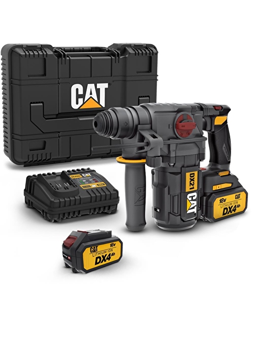 CAT DX21 18Volt 4.0Ah 2.2J Li-ion Çift Akülü Şarjlı Kömürsüz Profesyonel SDS-Plus Pnömatik Kırıcı/Delici