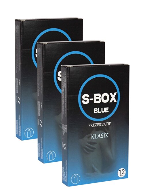 S Box Rezervuar Uçlu Lateks Kayganlaştırıcılı Normal Kalınlık 3'lü Ekonomik Paket Prezervatif