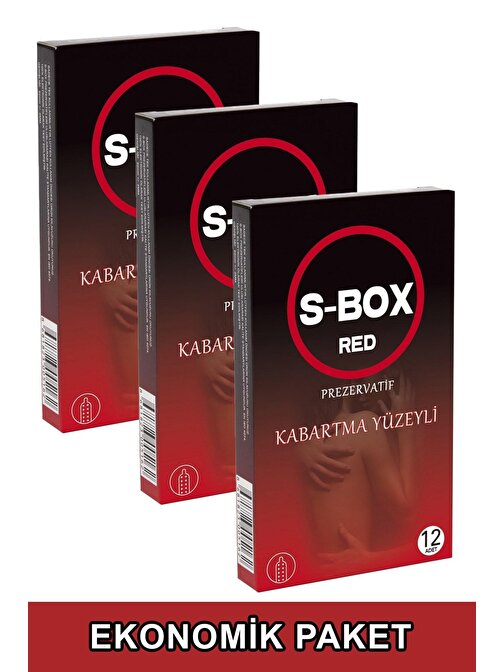 S Box Rezervuar Uçlu Lateks Kayganlaştırıcılı Tırtıklı Normal Kalınlık 3'lü Ekonomik Paket Prezervatif