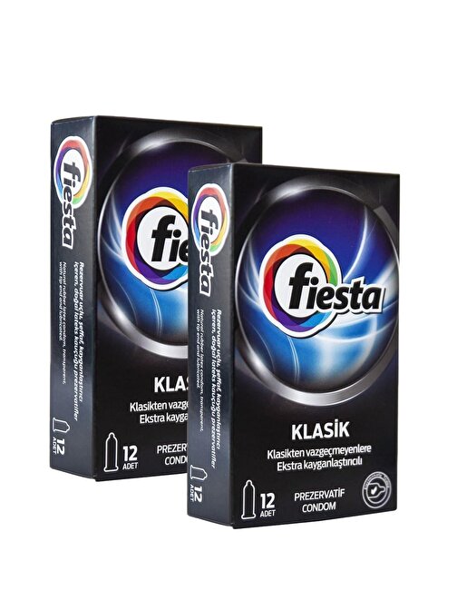 Fiesta Rezervuar Uçlu Lateks Kayganlaştırıcılı Normal Kalınlık 2'li Ekonomik Paket Prezervatif