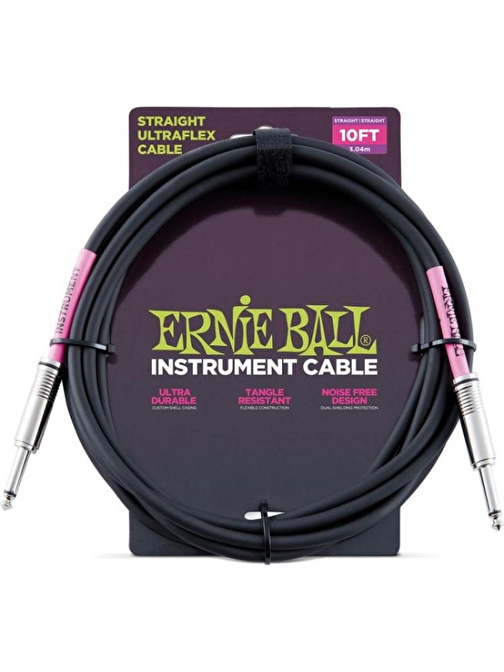 ERNIE BALL P06048 Düz/Düz Siyah 3mt Enstrüman Kablosu