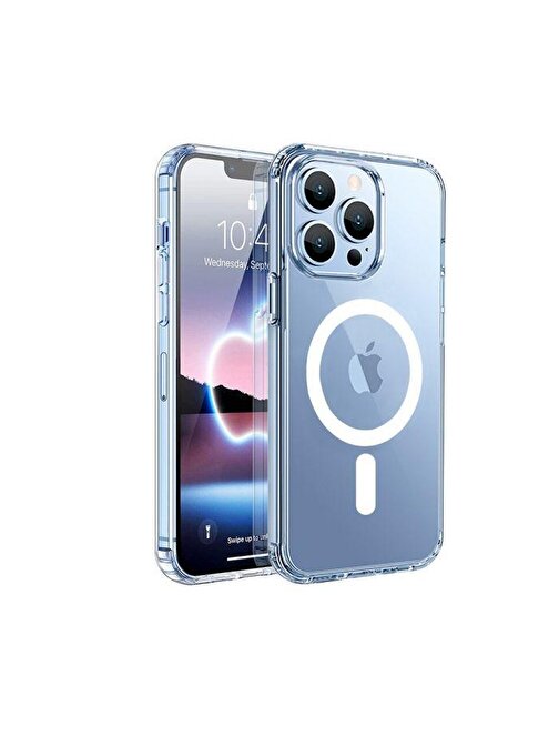 Teleplus iPhone 13 Pro Max Kılıf Manyetik Kristal Wiriless Destekli Sert Kapak Silikon  10000 Mah Magsafeli Powerbank