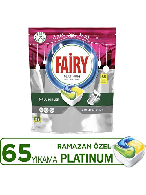 Fairy Platinum Yaza Özel Seri Limon Kokulu Bulaşık Makinesi Deterjanı Tableti 65 Yıkama