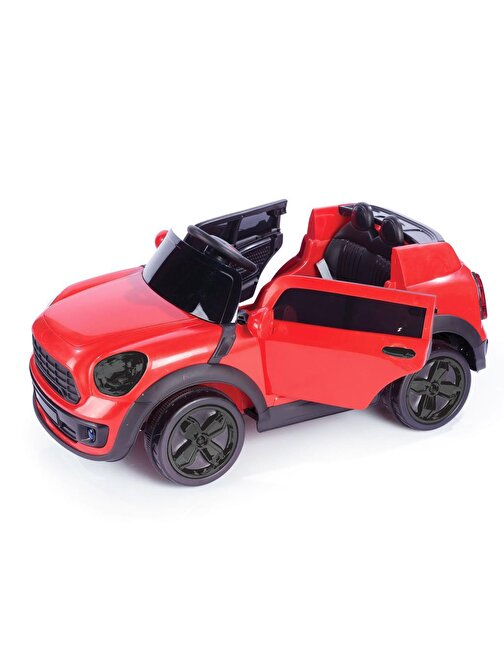 Dolu Ride On Mini Cooper 12 Volt Uzaktan Kumandalı 4 Tekerli Kırmızı Akülü Araba 5-7 Yaş