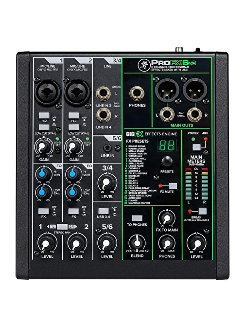 Mackie ProFX6 V3 Midi 6 Kanal USB Deck Mikser DJ Setup